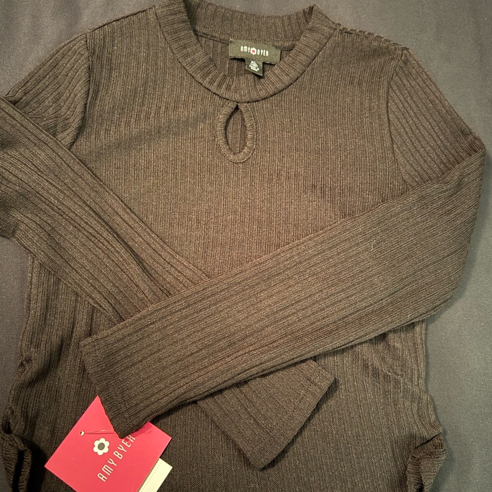 Amy Byer black Ribbed Kids Sweater